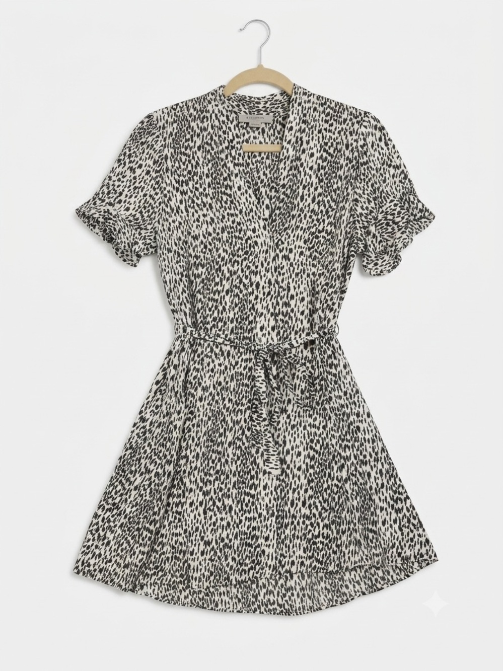 AllSaints Printed Tie-Waist Mini Dress | Size M